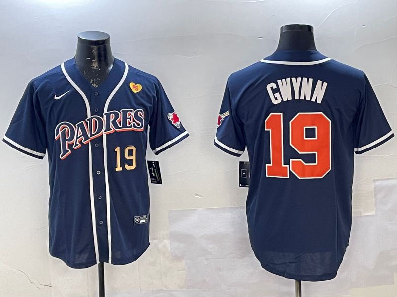 Men San Diego Padres #19 Gwynn Blue Throwback Game 2025 Nike MLB Jersey style 9->san diego padres->MLB Jersey